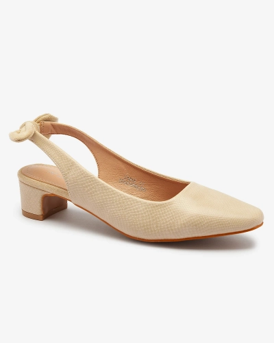 Escarpins femme beige avec gaufrage et nœud Olikasa - Chaussures