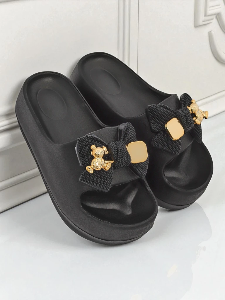 Royalfashion Tongs en caoutchouc pour femme avec nœud décoratif Alday