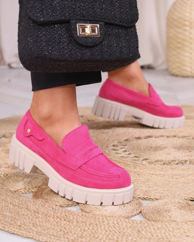 Royalfashion Eco suede fuchsia mocassins pour femmes Siherta