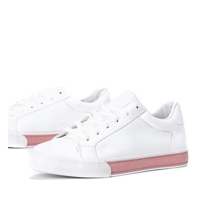 Chaussures de sport blanches - roses en cuir écologique Elia - Chaussures 1