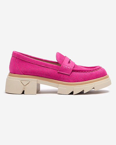 Fuchsia mocassins ajourés pour femmes sur une semelle solide Ejina - Chaussures
