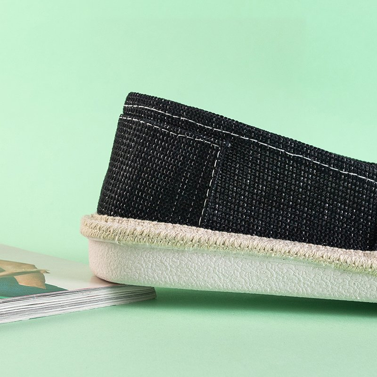 OUTLET Espadrilles noires pour femme avec un fil brillant Hagenti - Chaussures