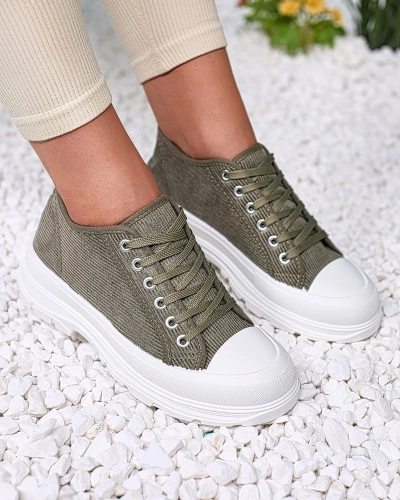 Royalfashion Green Baskets à plateforme pour femme Spollero