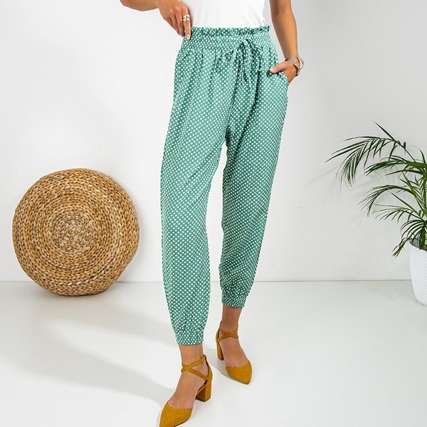 Pantalon femme vert à pois TAILLE PLUS - Vêtements
