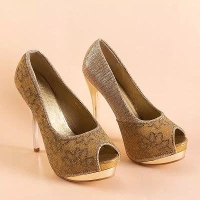 OUTLET Escarpins en brocart pour femmes or avec zircone Vida - Chaussures