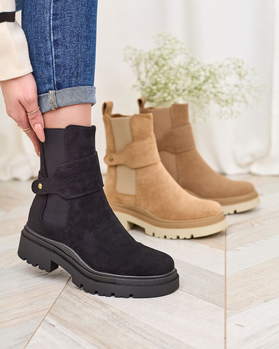 Royalfashion Bottes noires pour femmes avec lanière décorative Doasa