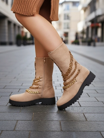Royalfashion Bottes bagger pour femme en marron clair Goserre