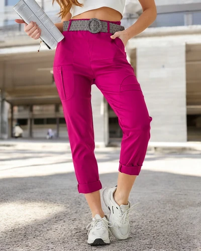 Pantalons en viscose Royalfashion pour femmes avec une ceinture