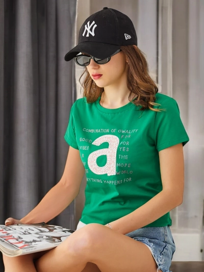 Royalfashion T-shirt en coton pour femmes combinaison de Owality