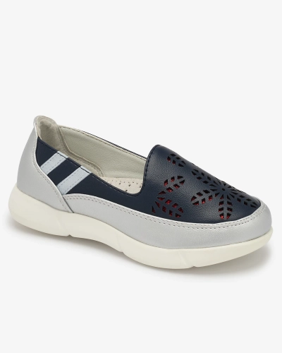 Baskets à enfiler argent et bleu marine pour filles Ewesgi- Footwear
