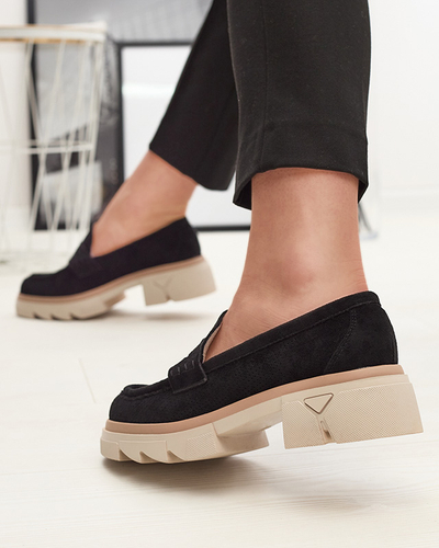 Mocassins ajourés noirs pour femmes sur une semelle solide Ejina - Footwear