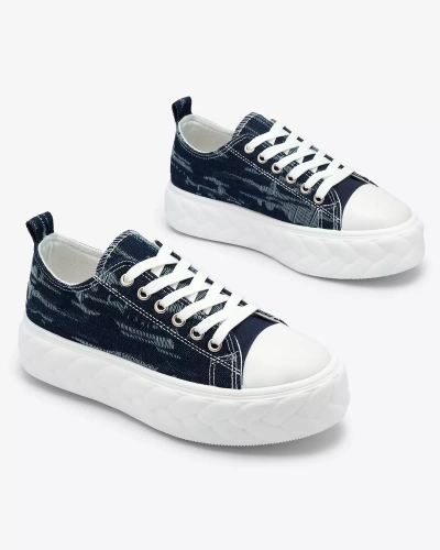 Royalfashion Baskets en denim bleu marine pour femme avec frottement Nerolera