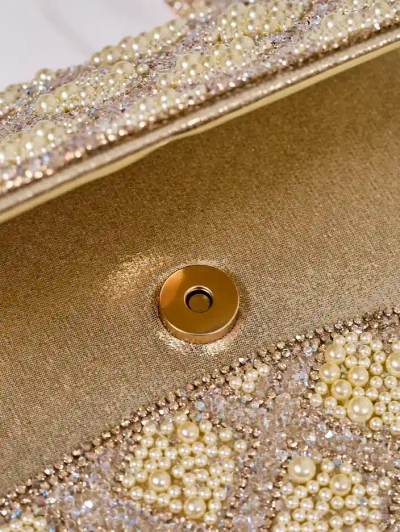 Royalfashion Petit sac à main pour femmes avec strass et perles