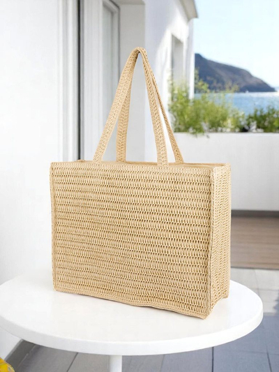 Royalfashion Grand Sac en Paille pour Femme Paris Milano Grand