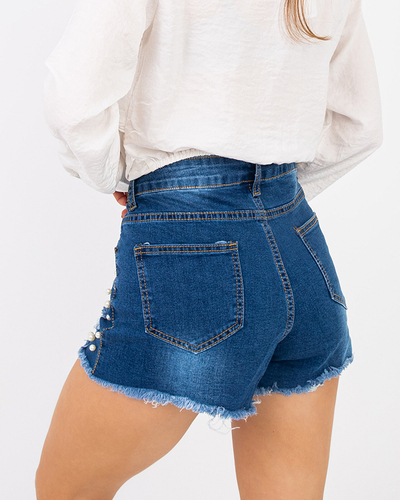 Short en jean bleu marine femme - Vêtements