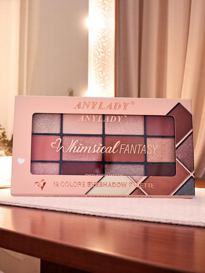 ANYLADY Palette de 12 fards à paupières avec finitions pailletées et mates Champagne Ruby Glamour
