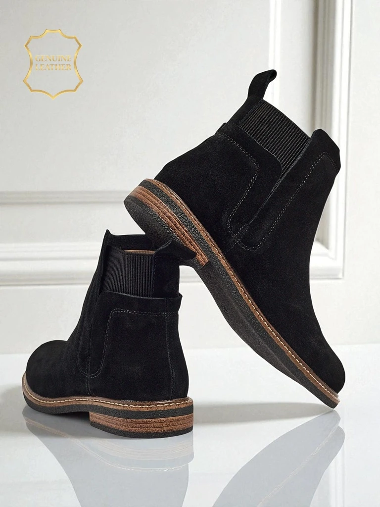 Bottines Noires Ariston en Cuir et Daim