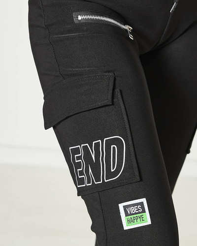 Pantalon de combat pour femme avec lettrage en noir- Vêtements