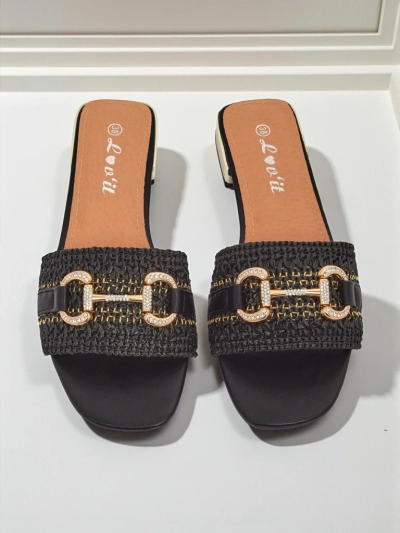 Royalfashion Sandales plates tressées pour femmes avec ornement Aeterna