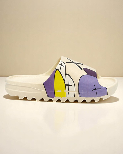 Pantoufles pour femmes en caoutchouc crème avec imprimé Pfizz - Footwear