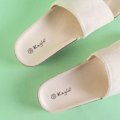 OUTLET Tongs femme éco-suédine sur semelle plate coloris écru Silveria - Chaussures