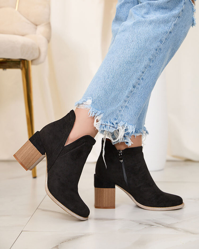 Royalfashion Black Lemere square heele heele boots