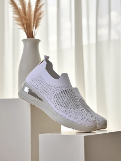 Royalfashion Baskets compensées pour femmes à enfiler avec des strass Qelavise
