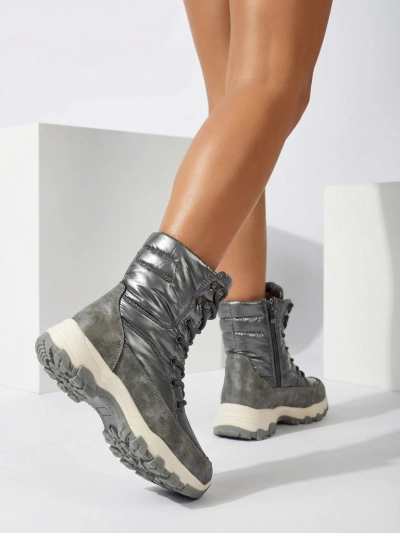 Bottines pour Femmes Aurora Argentées Écologiques Décontractées pour l'Hiver