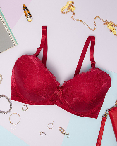 Soutien-gorge bordeaux avec dentelle décorative - Sous-vêtements