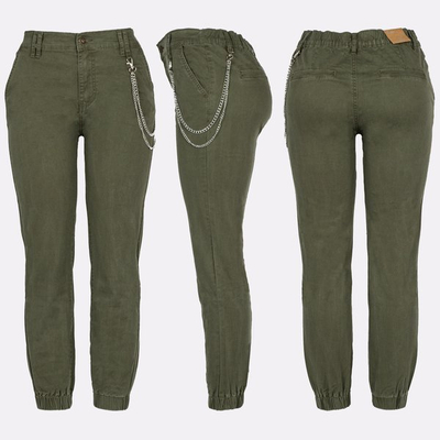 Pantalon cargo vert pour femme avec chaîne - Pantalon 1