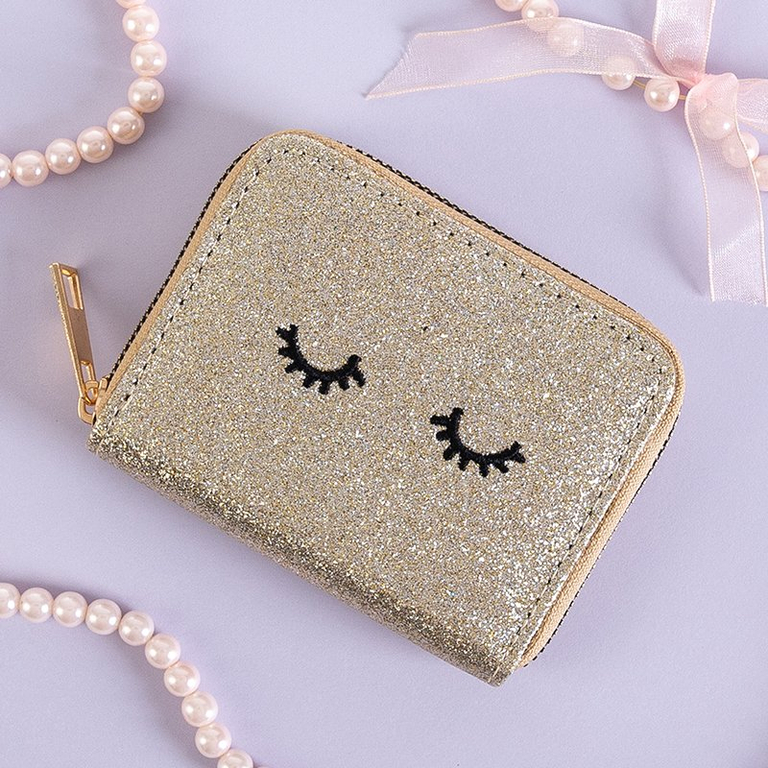 Petit portefeuille en brocart argent pour femme - Portefeuille