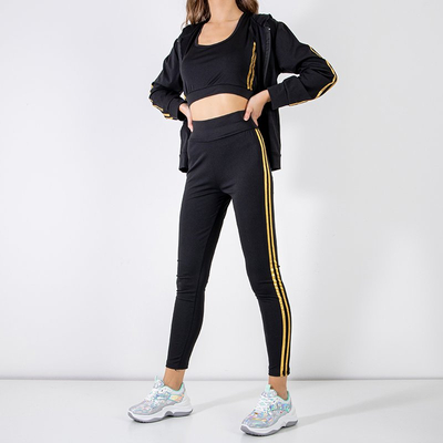 Ensemble de sport femme 3 pièces noir et or - Vêtements