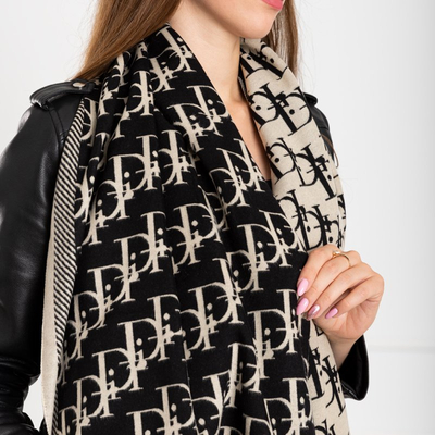 Écharpe pour femme à motifs en noir et beige - Accessoires