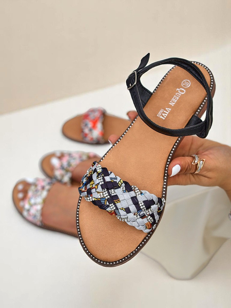 Royalfashion Sandales plates pour femmes ColorStrap