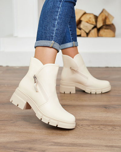 Royalfashion Bottes classiques pour femmes de couleur crème Derica