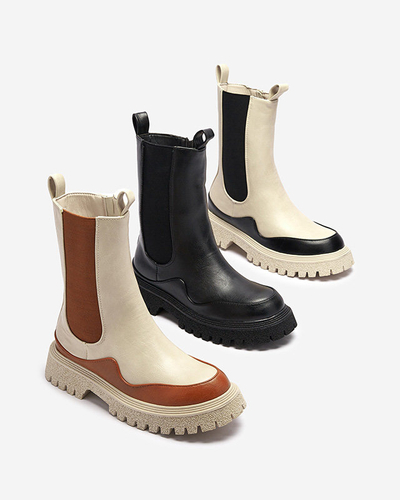 OUTLET Bottes montantes beige et noir pour femme Dorila - Footwear