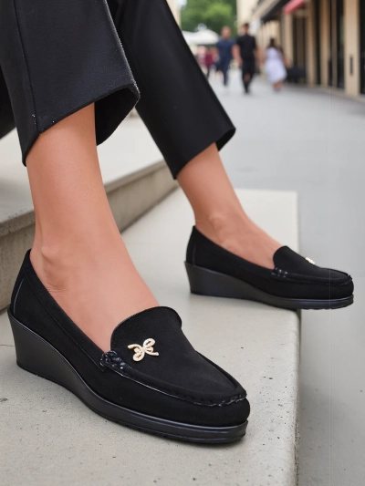 Royalfashion Mocassins pour femmes sur une petite semelle compensée Lomman