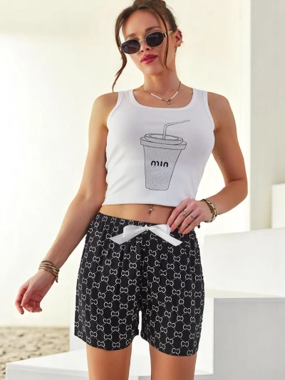 Royalfashion Shorts en coton pour femmes avec des ours
