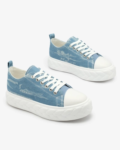Royalfashion Baskets en denim bleu pour femme avec frottement Nerolera