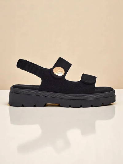 Sandales pour femmes Royalfashion Anthea Nero - daim noir, plateforme 5 cm