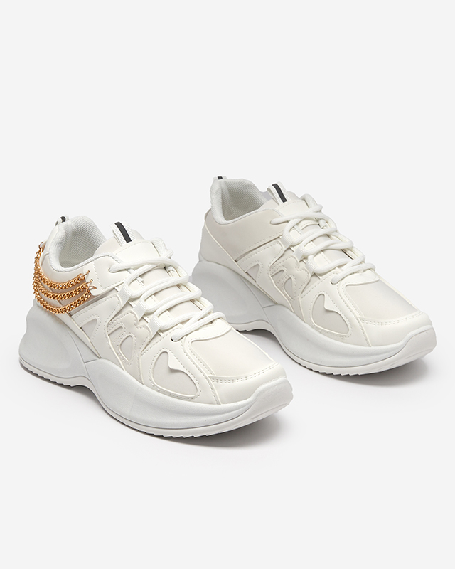 Baskets blanches pour femmes avec semelle compensée cachée et chaîne Kermona - Footwear