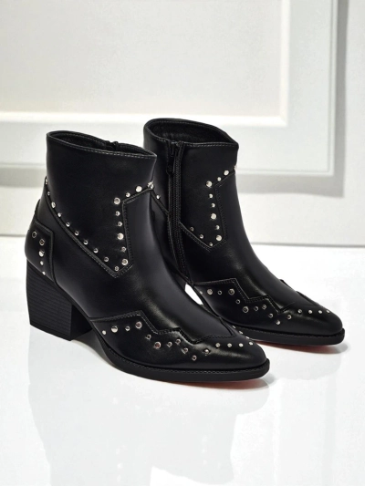 Bottines santiags à talons avec strass Glaciere