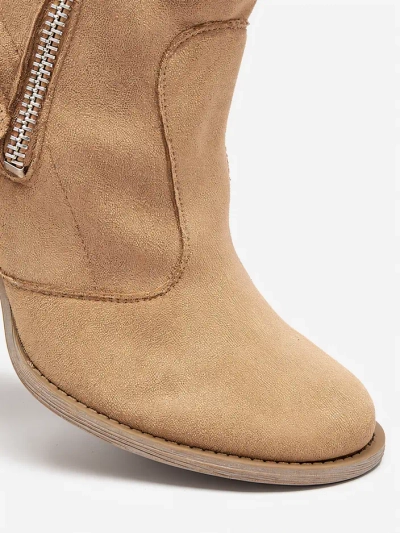 Bottes pour femmes en suède écologique marron clair Emrica - Footwear