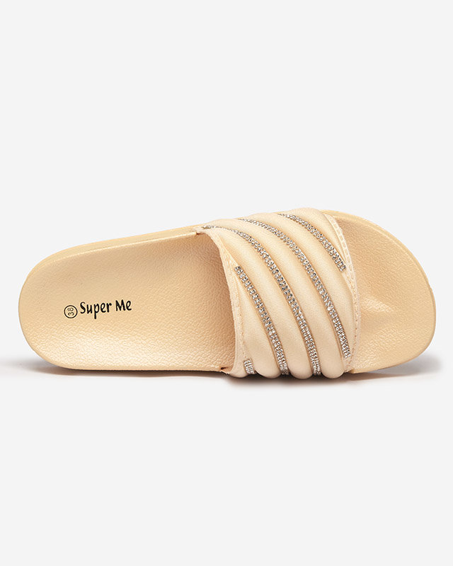 OUTLET Babouches dorées pour femmes avec zircons cubiques Mytaris - Footwear