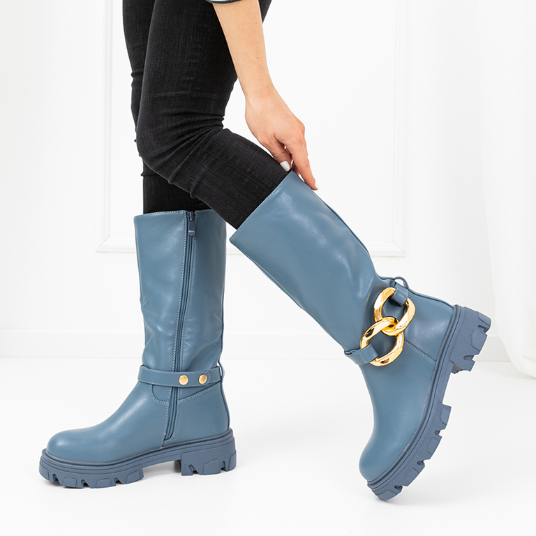 Bottines pour femmes bleues avec une chaîne Helisa - Chaussures