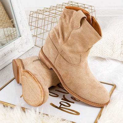 Bottes cowboy sur talons en beige Brunoki - Chaussures