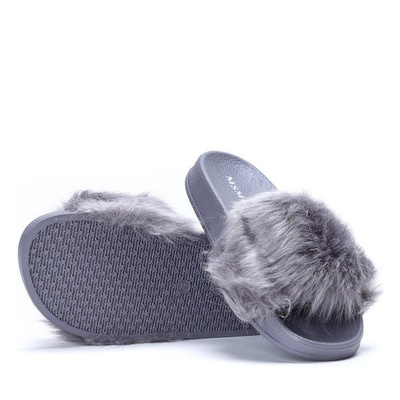 tongs gris foncé avec fourrure Millie- Footwear 1