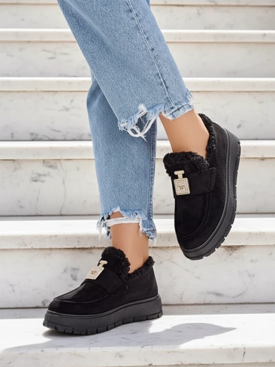 Chaussures noires Kalliope avec plateforme et fourrure
