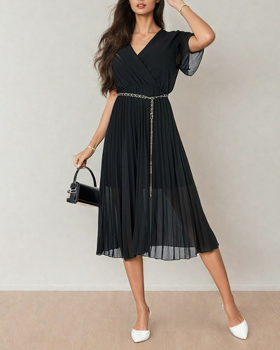 Royalfashion Robe midi plissée pour femme