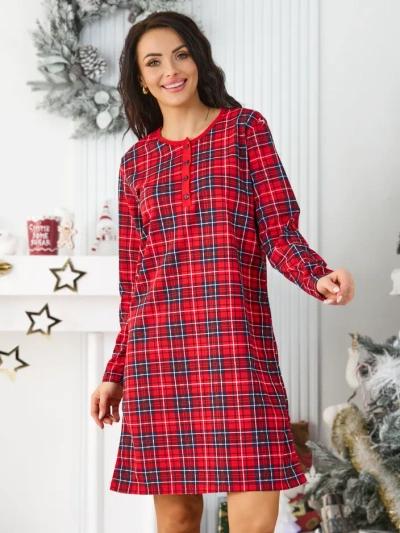 Royalfashion Chemise de nuit pour femmes à carreaux en coton